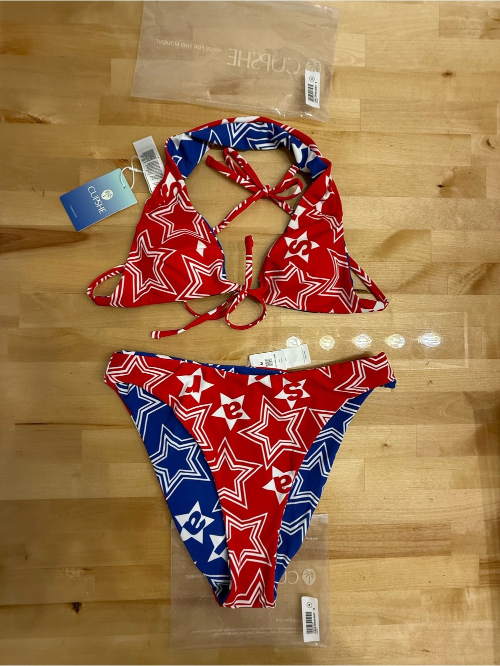 Cupshe Red, White and Blue Reversible Bikini NEW - Picture 6 of 10